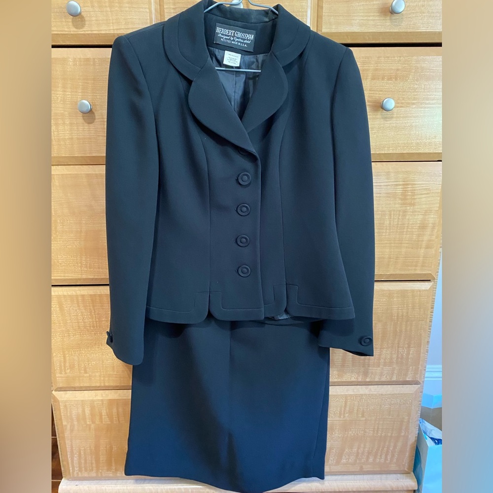 Herbert Grossman 4P Black Skirt Suit With Skirt and Jacket